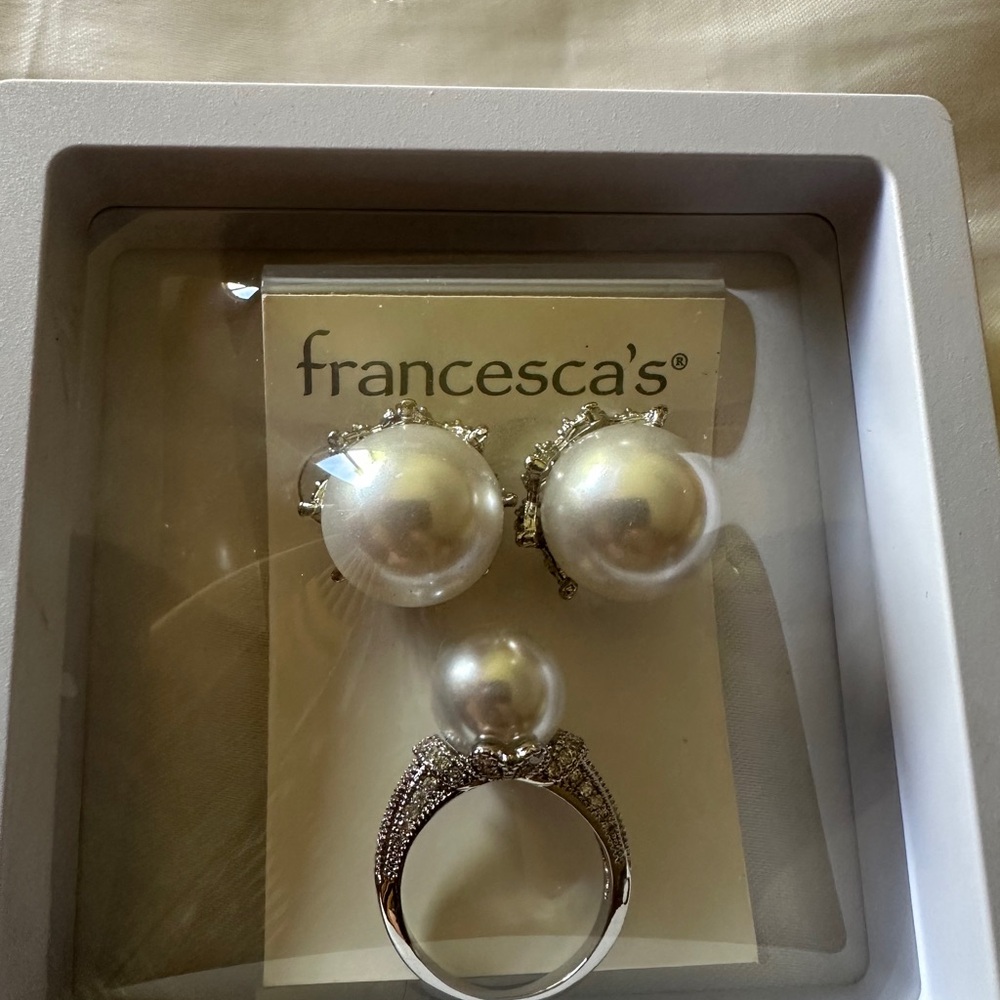 Ring size 8 and Silver Earrings